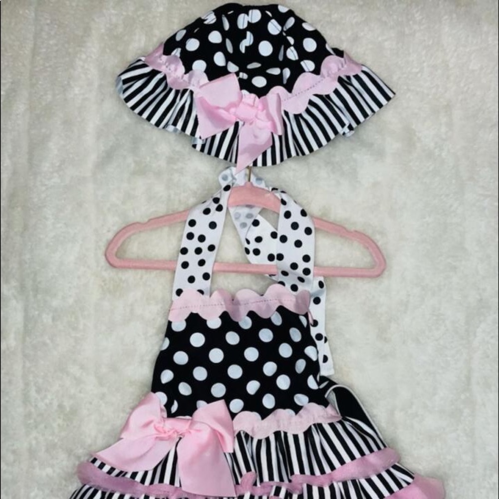 Mud pie ribbon dress with matching hat